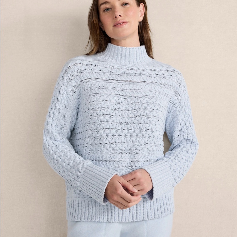 NWT Haven Well Within Organic Cotton Cable Knit Funnel Neck Sweater Sz M